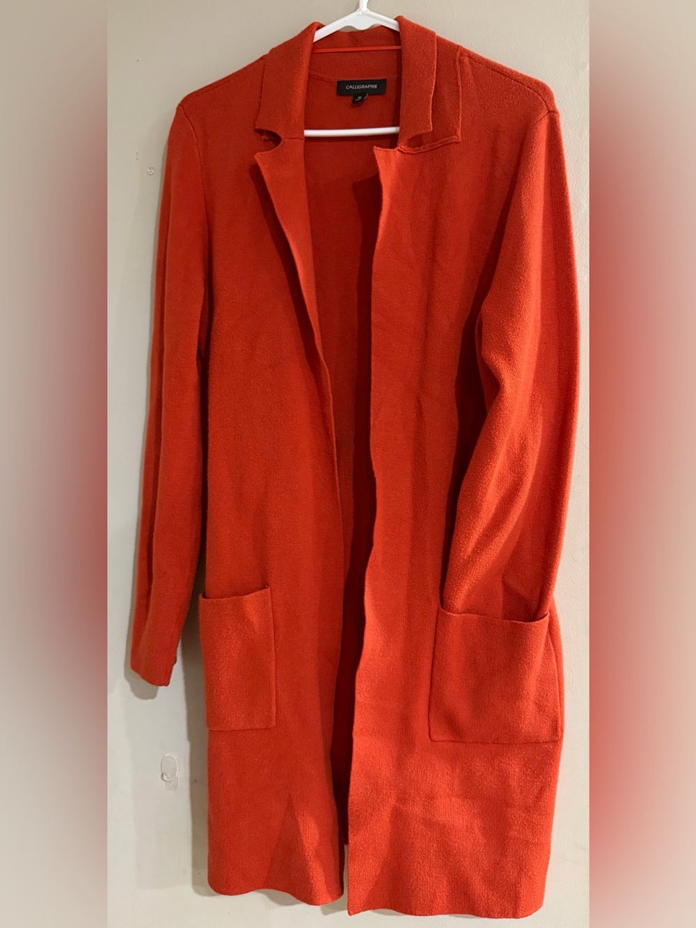 Caslon Open-Front Long Cardigan Sweater - Orange